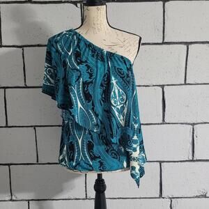 BUNDLE SALE!  MICHAEL by Michael Kors Elegant Teal Paisley One-Shoulder Top Sz M